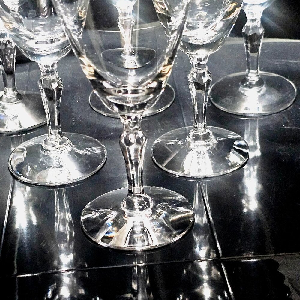6 Fostoria Engagement Platinum Cocktail Glasses 5.25" vtg silver trim 4oz toasti - Picture 7 of 9